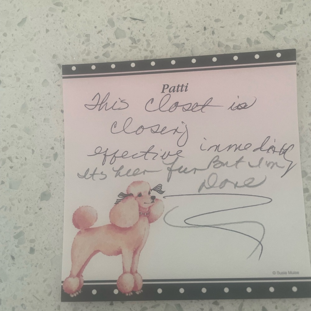 I’m not selling anything   Closet is closed